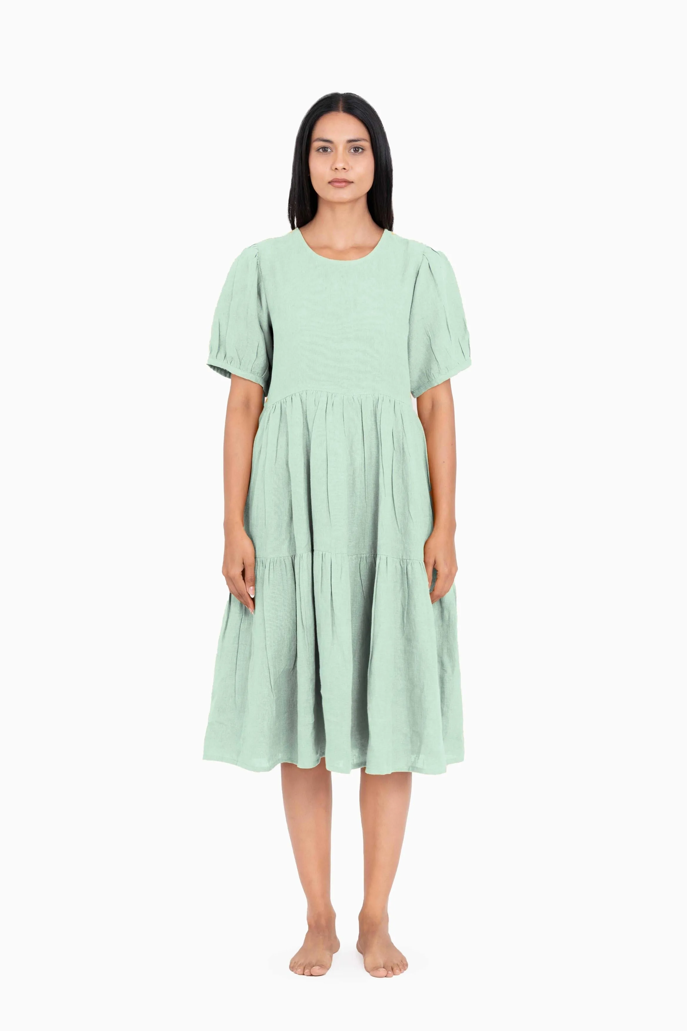 Linen Elvira Dress-Muted Mocha