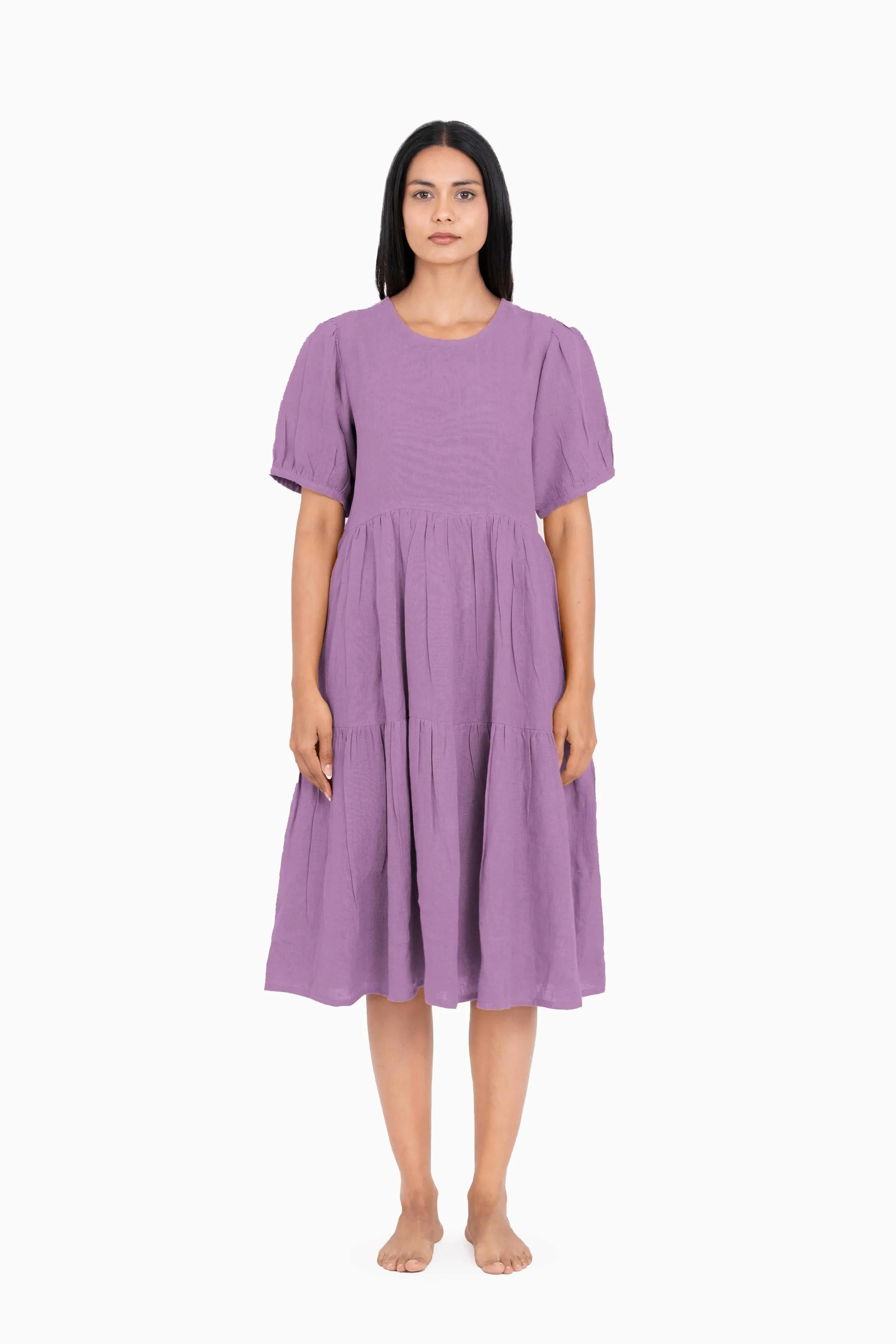 Linen Elvira Dress-Muted Mocha
