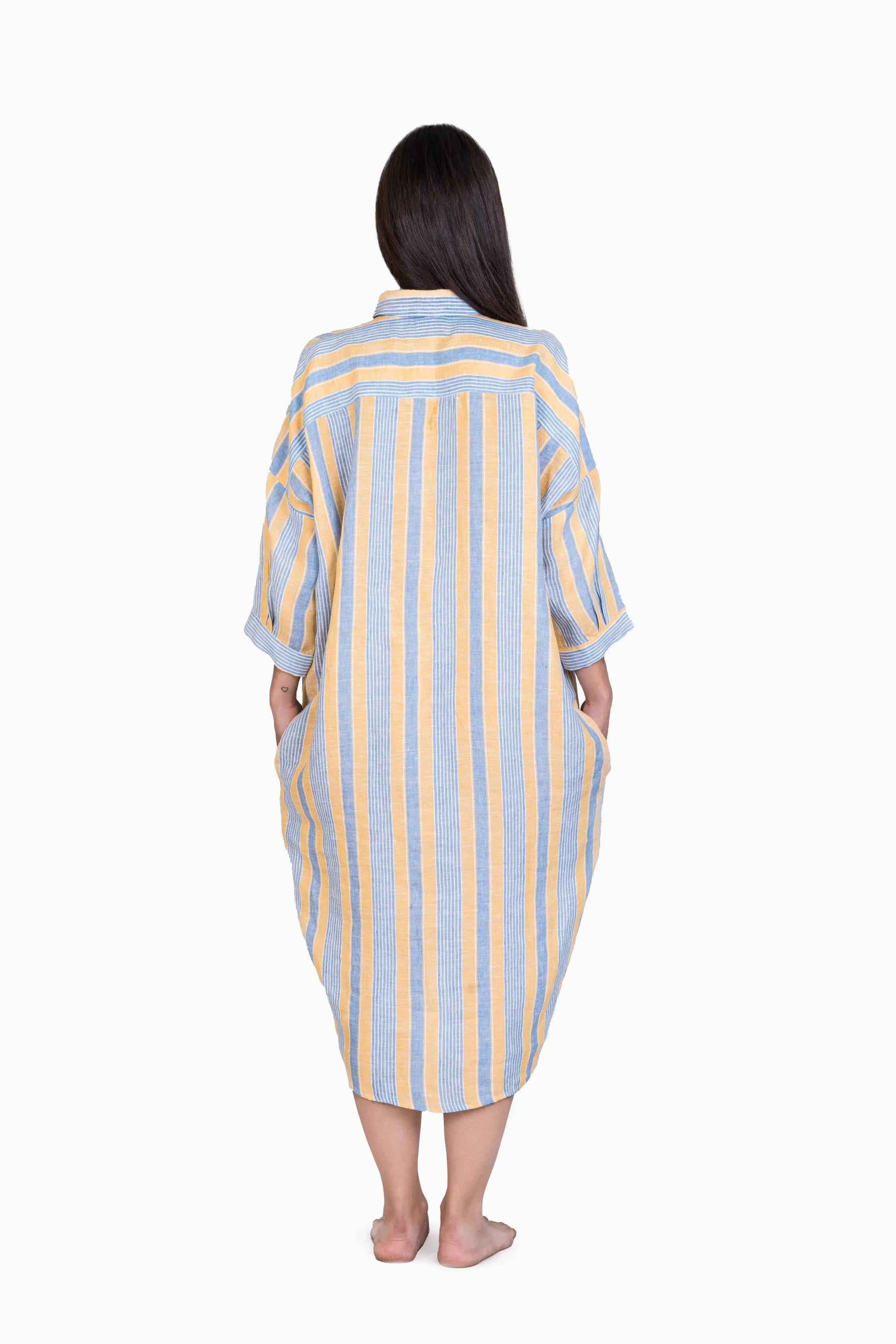 Linen Heidi Shirt Dress-Vern Green