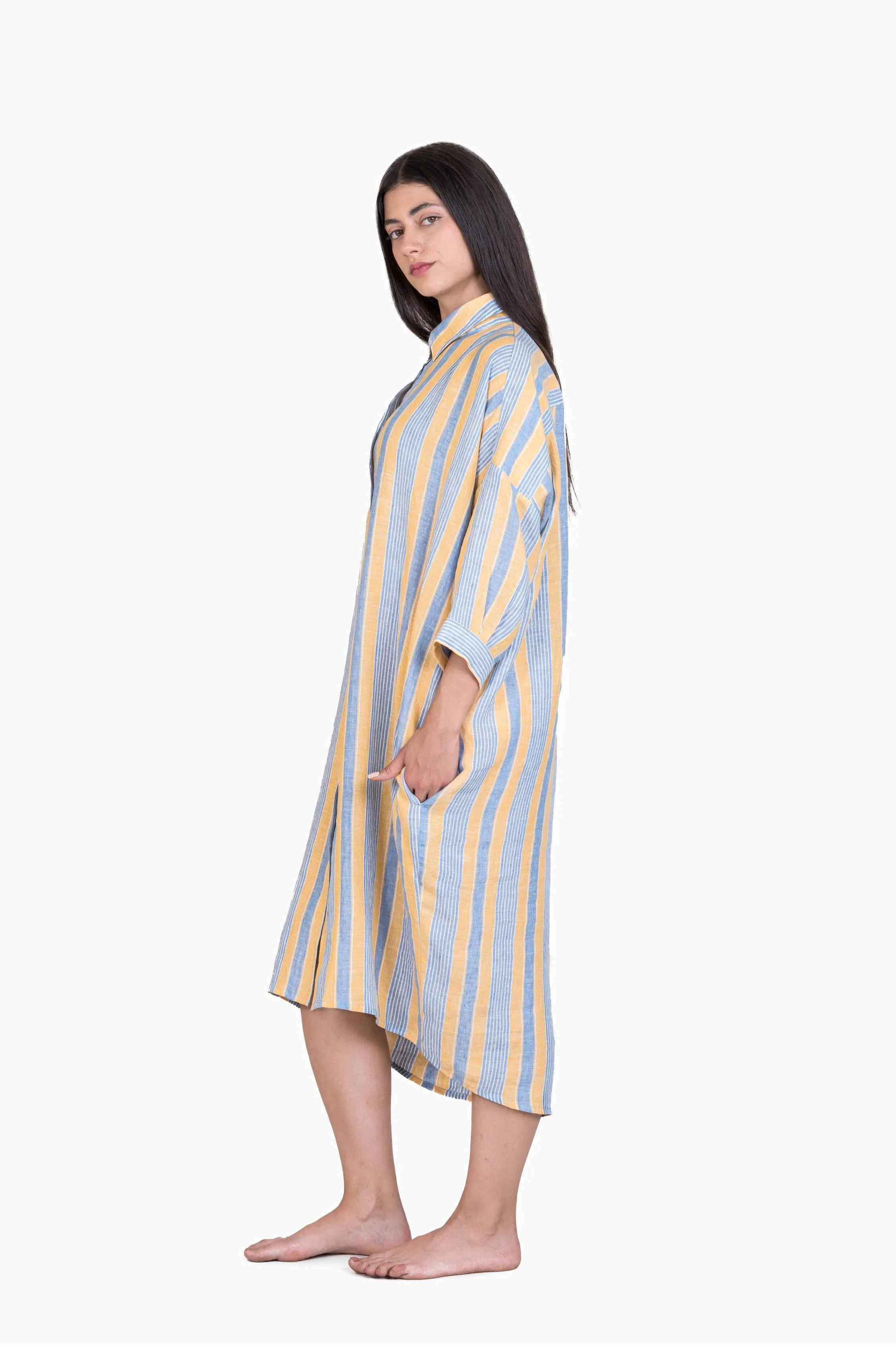 Linen Heidi Shirt Dress-Vern Green
