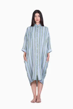 Linen Heidi Shirt Dress-Vern Green