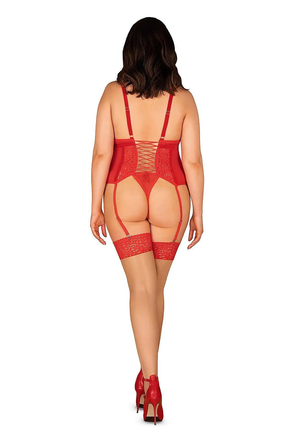 Lingerie Set Lace Mesh Romantic Strappy Heart Detail