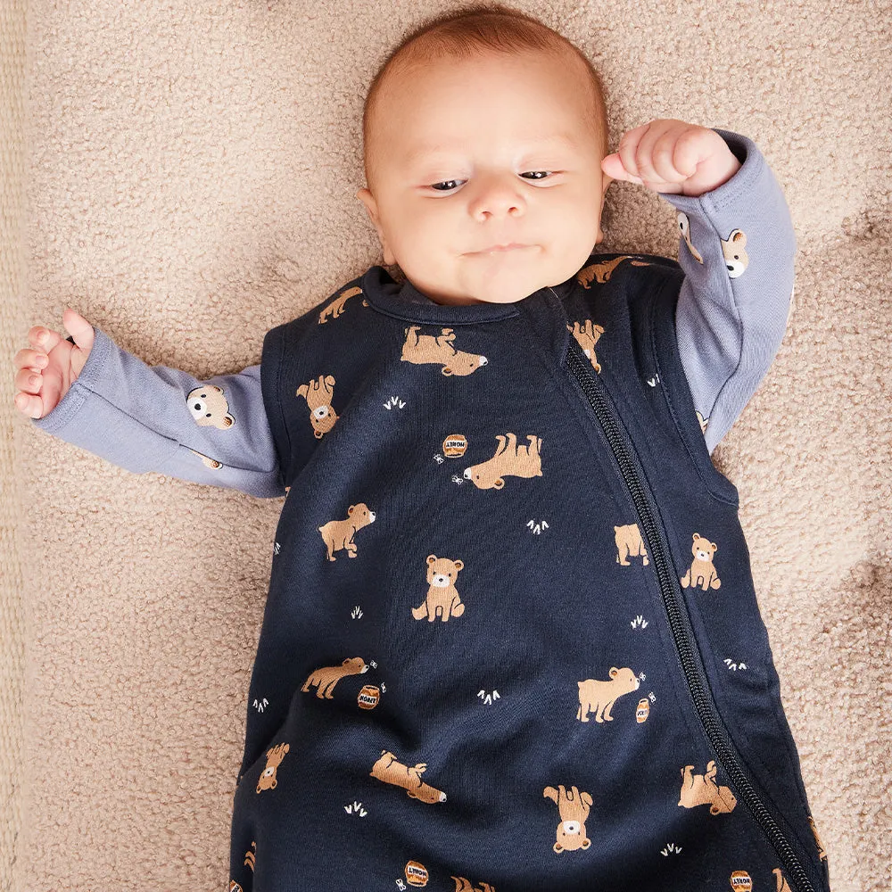 Little Cub Print on Navy Interlock Sleep Bag