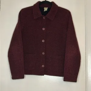 L.L. Bean Vintage Women's Red‎ Double Pocket Button Up Cardigan Sweater Size L
