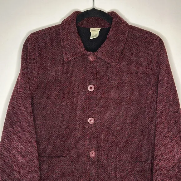 L.L. Bean Vintage Women's Red‎ Double Pocket Button Up Cardigan Sweater Size L