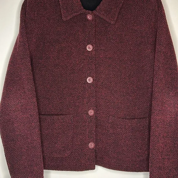 L.L. Bean Vintage Women's Red‎ Double Pocket Button Up Cardigan Sweater Size L