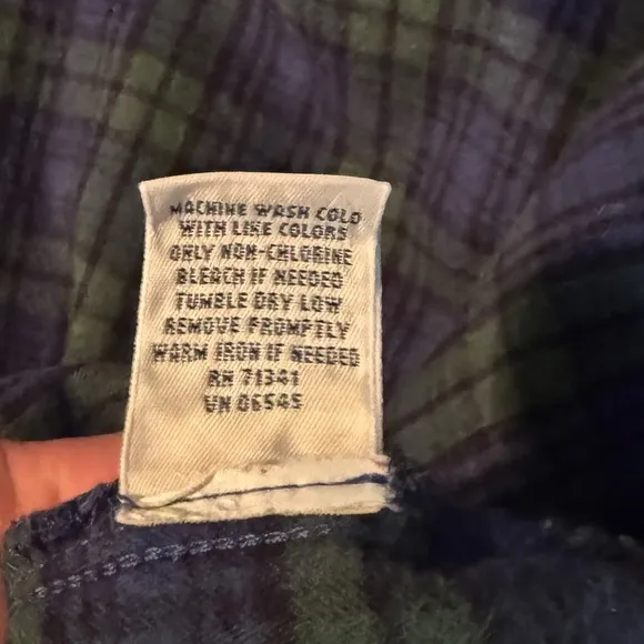 LL Bean Women's Scotch Plaid Flannel Nightgown Large Black Watch Maxi Green Blue