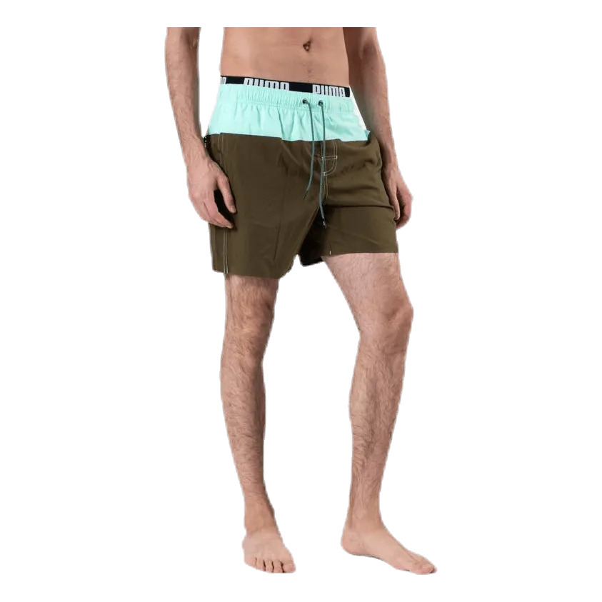Logo Medium Length Swim Shorts Brown/Green