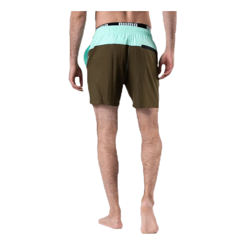 Logo Medium Length Swim Shorts Brown/Green