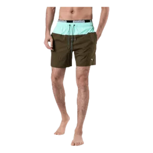 Logo Medium Length Swim Shorts Brown/Green