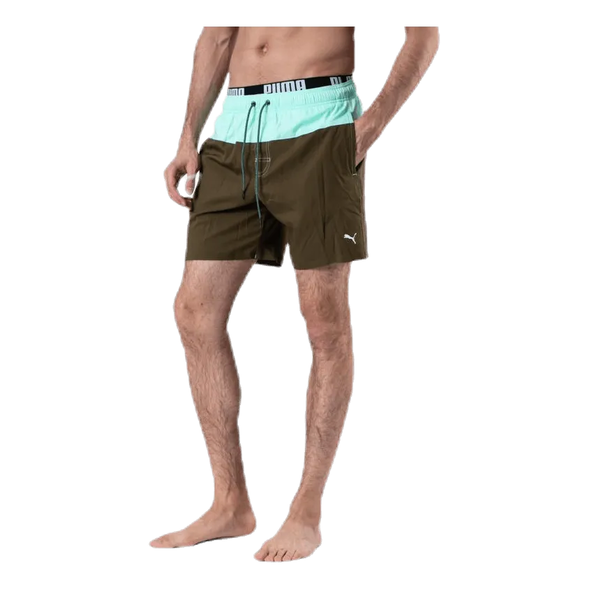 Logo Medium Length Swim Shorts Brown/Green