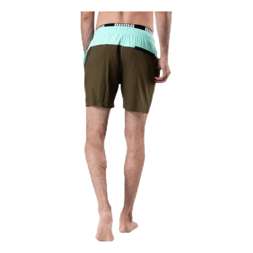 Logo Medium Length Swim Shorts Brown/Green