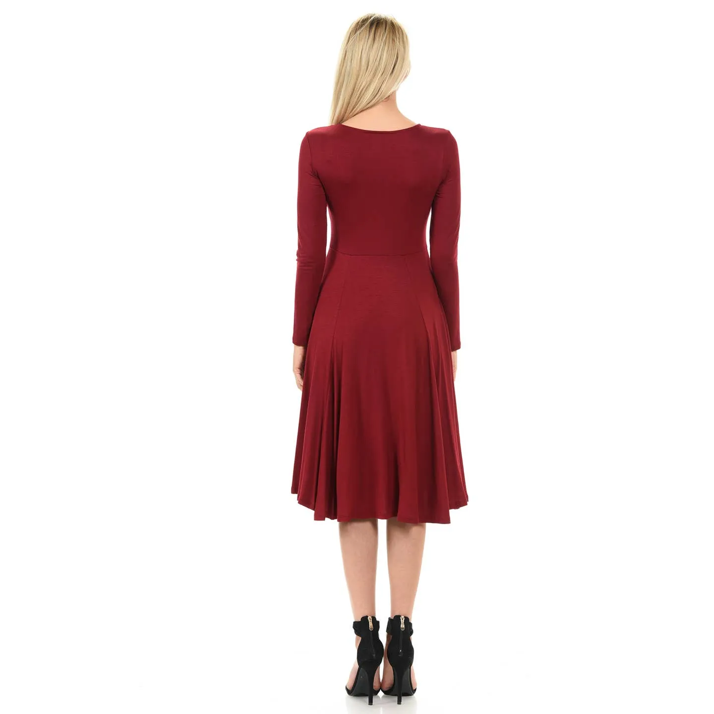 Long Sleeve Fit and Flare Midi Dress