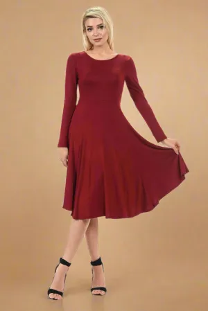 Long Sleeve Fit and Flare Midi Dress