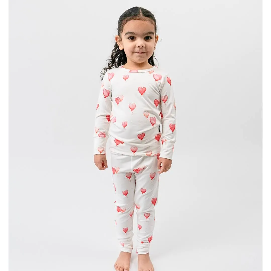 Long Sleeve PJ Set - Heart Balloons