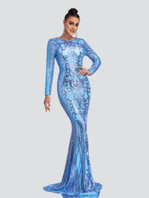 Long Sleeve Sequin Formal Dress FT8578