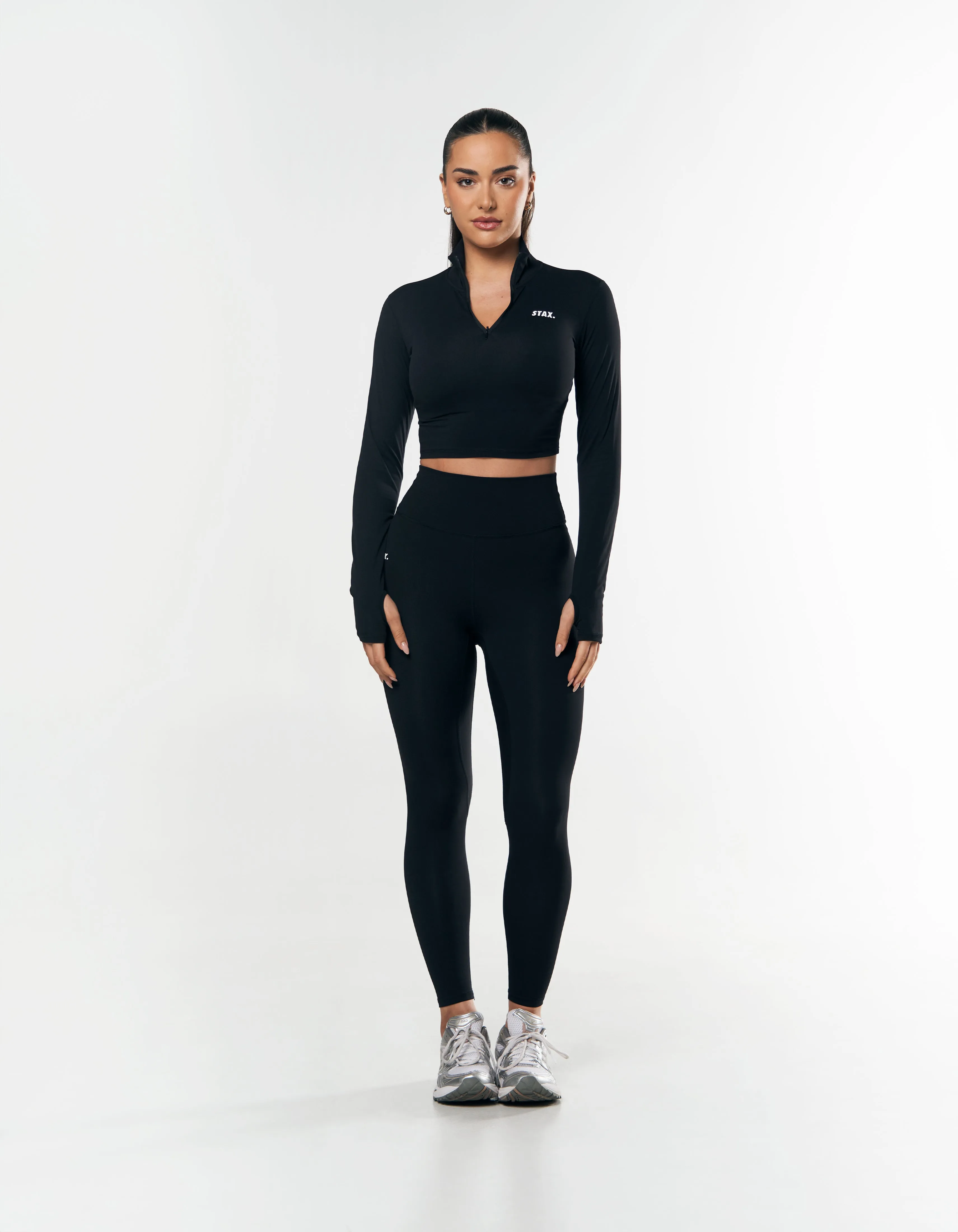 Long Sleeve Zip Crop NANDEX ™ - Black