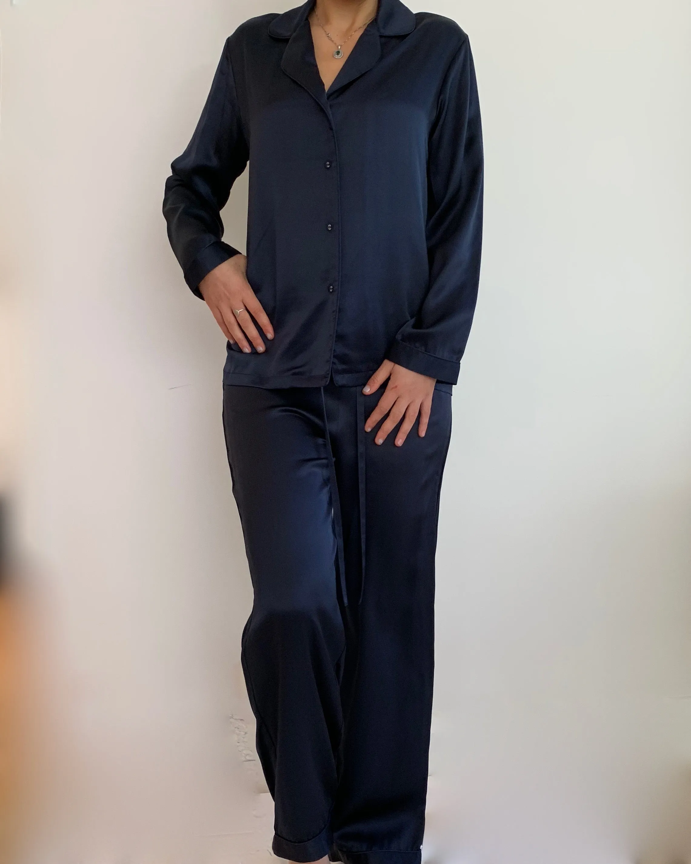 Love&Lustre - Silk Piped PJ Set - Navy