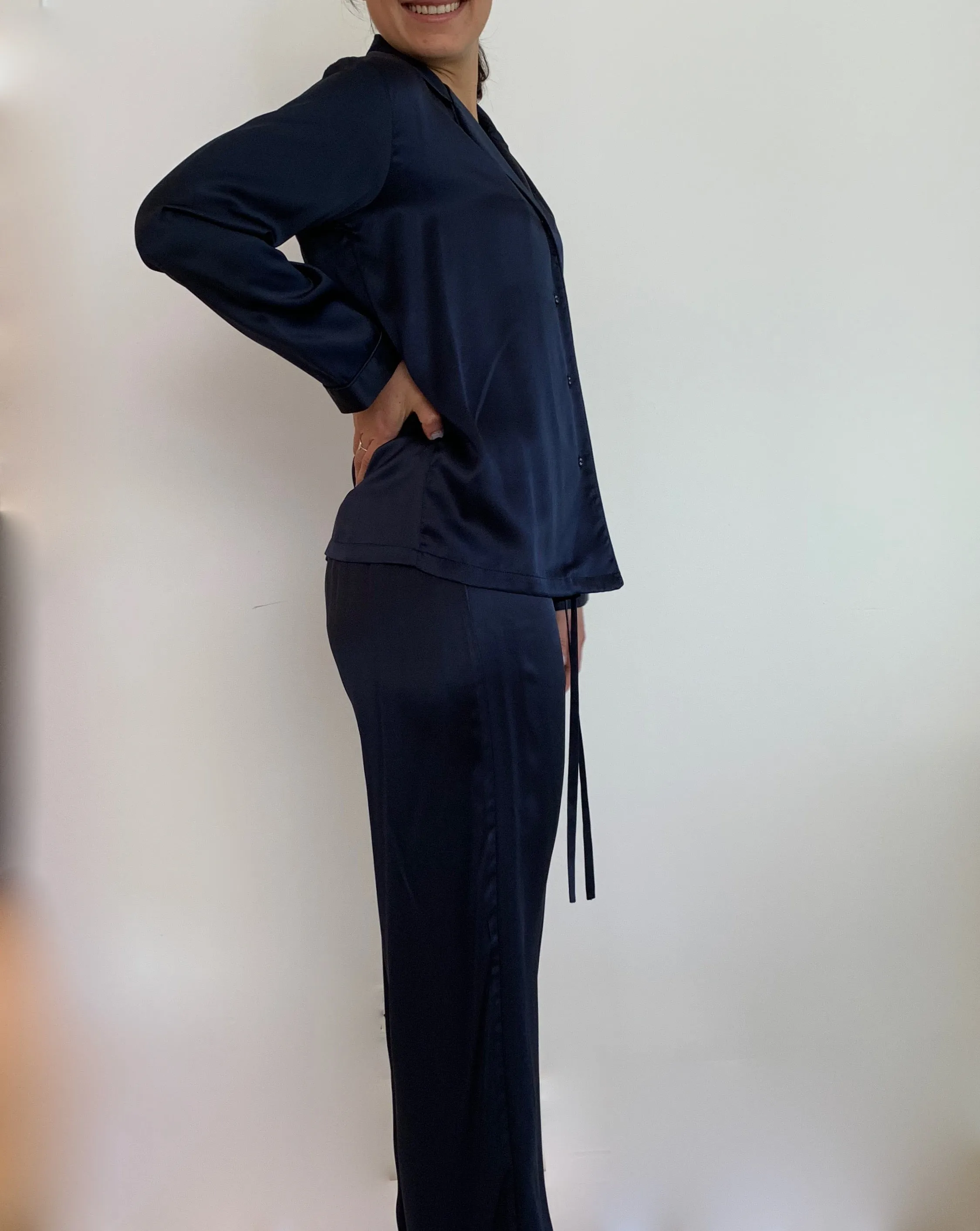 Love&Lustre - Silk Piped PJ Set - Navy