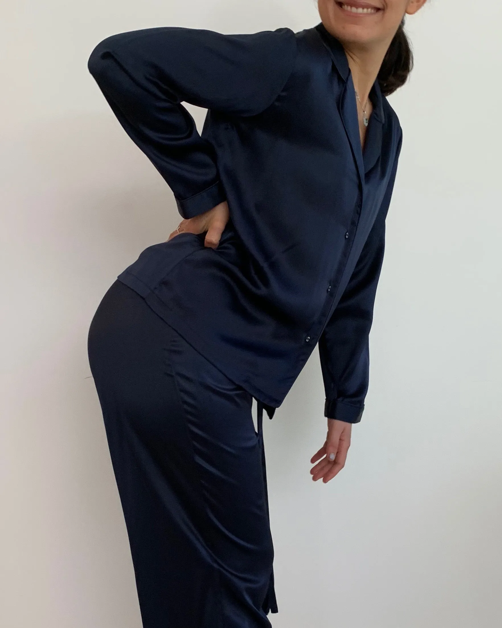 Love&Lustre - Silk Piped PJ Set - Navy