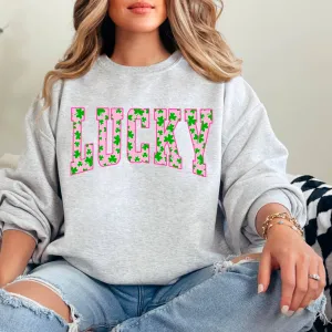 Lucky St. Patrick's Day Graphic Sweatshirt - Ash