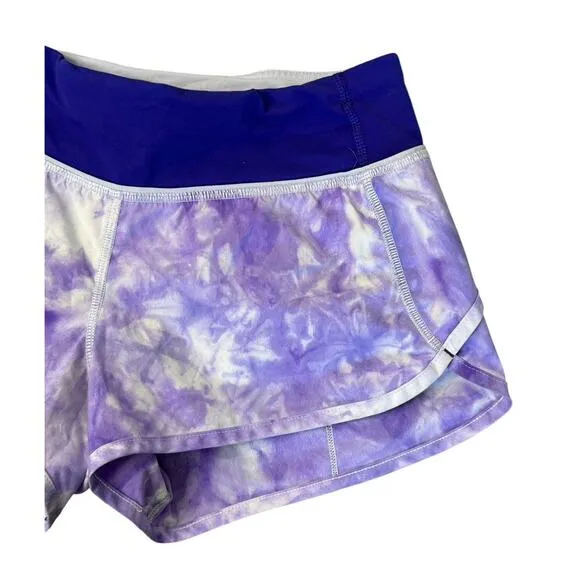 LULULEMON Athletica Run Speed Up Shorts Purple Bruised Berry Spray Tie Dye Sz 2