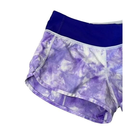 LULULEMON Athletica Run Speed Up Shorts Purple Bruised Berry Spray Tie Dye Sz 2