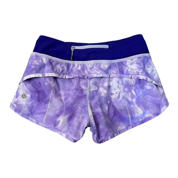 LULULEMON Athletica Run Speed Up Shorts Purple Bruised Berry Spray Tie Dye Sz 2
