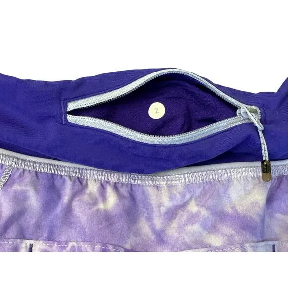 LULULEMON Athletica Run Speed Up Shorts Purple Bruised Berry Spray Tie Dye Sz 2