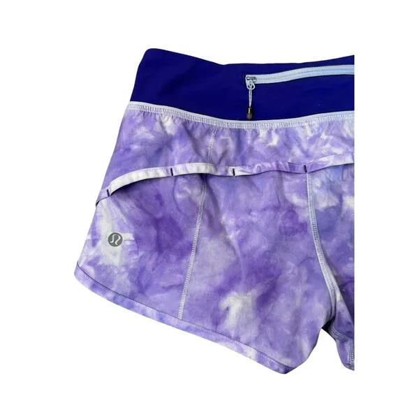 LULULEMON Athletica Run Speed Up Shorts Purple Bruised Berry Spray Tie Dye Sz 2
