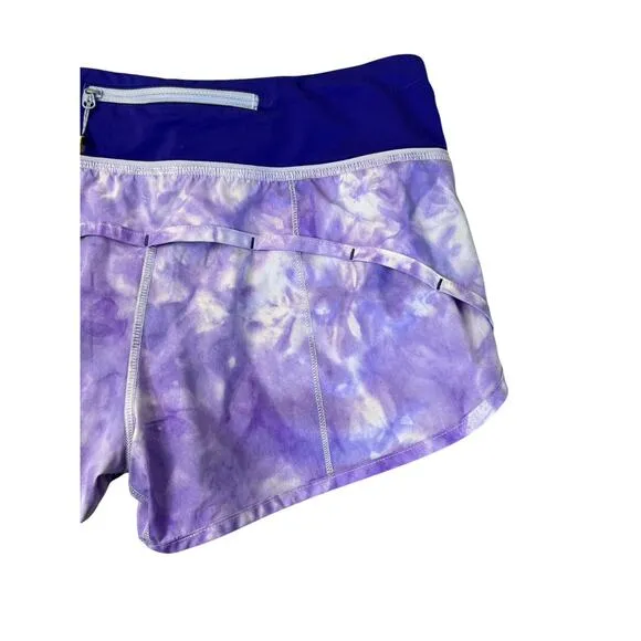LULULEMON Athletica Run Speed Up Shorts Purple Bruised Berry Spray Tie Dye Sz 2