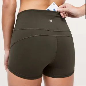 Lululemon In Movement Short  Everlux 2.5” Dark Olive Womens Size 6 NWOT