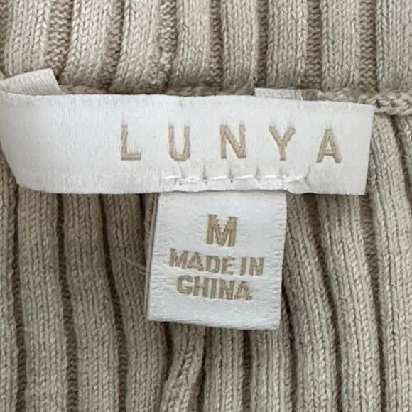 Lunya Cozy Cotton Silk Ribbed Bike‎ Short Size M Beige Loungewear Sleepwear NEW