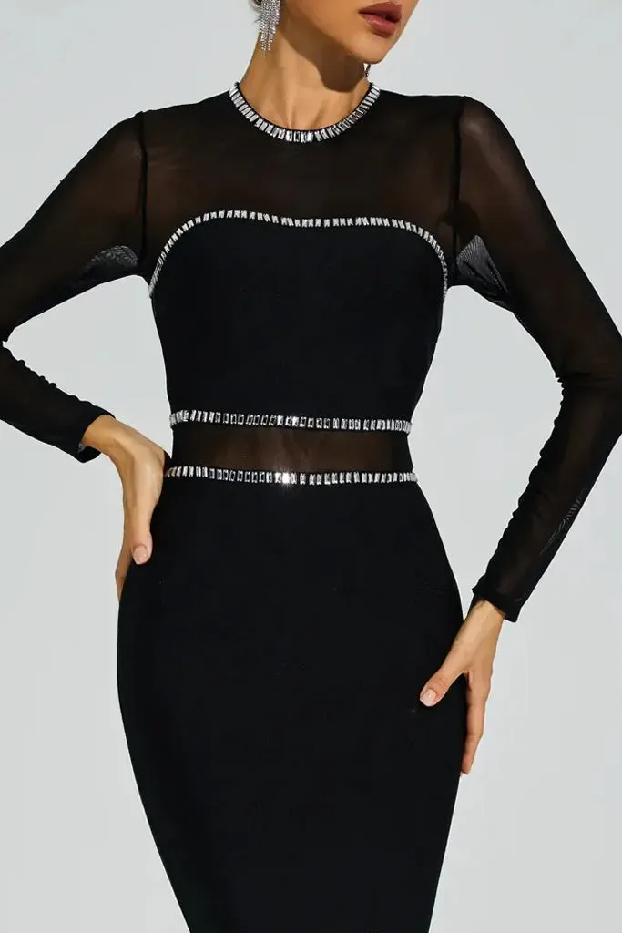Luster Evening Dress with Crystals and Transparencies