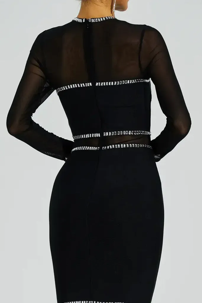 Luster Evening Dress with Crystals and Transparencies