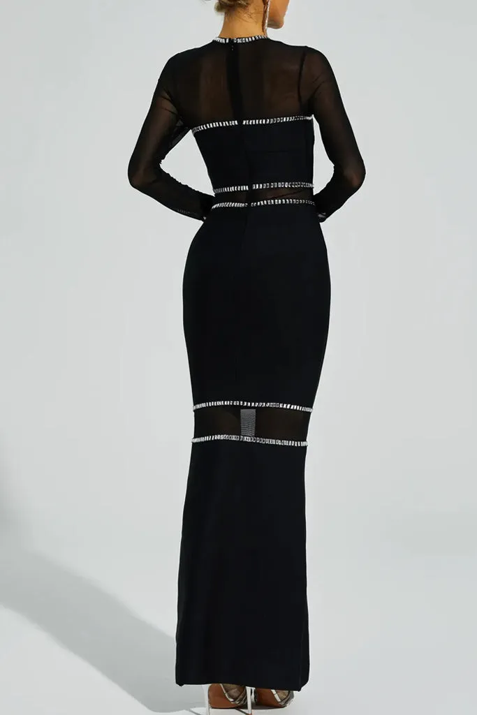 Luster Evening Dress with Crystals and Transparencies