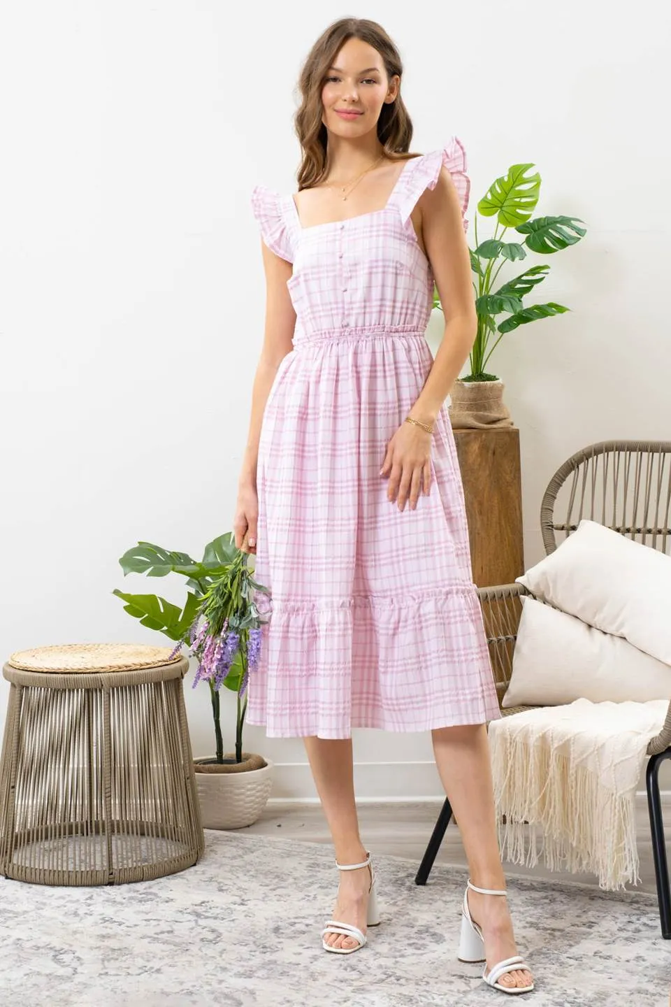 Luxe Lavender Gingham Dress