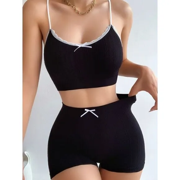 LUXE Sexy Seamless Loungewear Set - BLACK