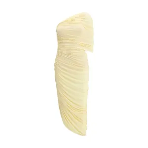 Magda Butrym Women Ivory Dress Fabric Draped One-Shoulder Slim Fit Bodycon Wrap