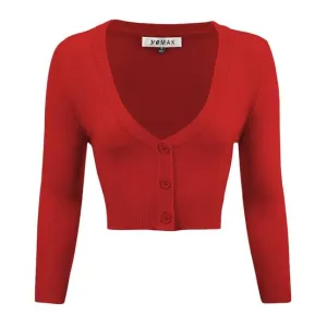 MAK Cropped Cardigan Red