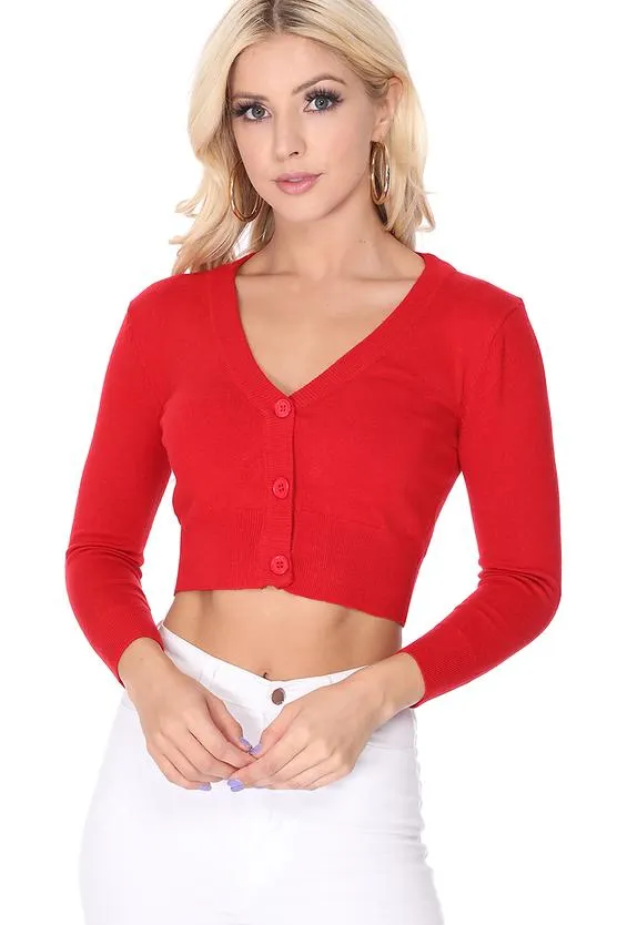 MAK Cropped Cardigan Red