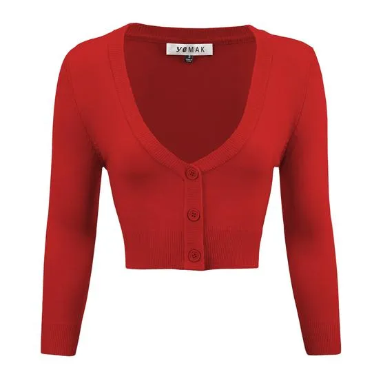 MAK Cropped Cardigan Red