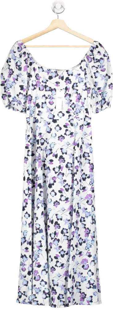 M&S Ivory Mix Floral Maxi Dress Regular Length Size UK 8