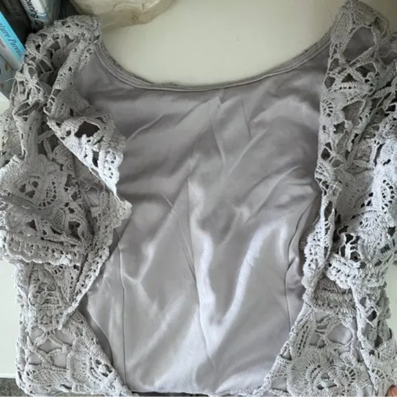 Maniju Lulus Savannah Days Short Sleeve Open Back Gown Maxi Dress Grey Gray New
