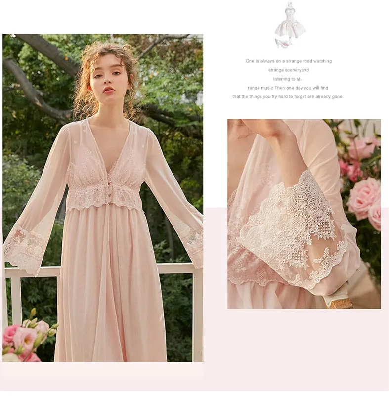 Margaret Lawton Pretty Embroidered Lace Dressing Gown - SOLD OUT