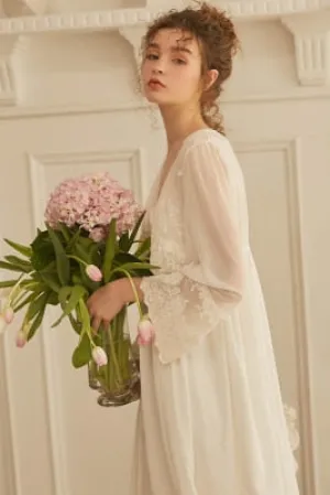 Margaret Lawton Pretty Embroidered Lace Dressing Gown - SOLD OUT