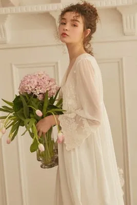 Margaret Lawton Pretty Embroidered Lace Dressing Gown - SOLD OUT