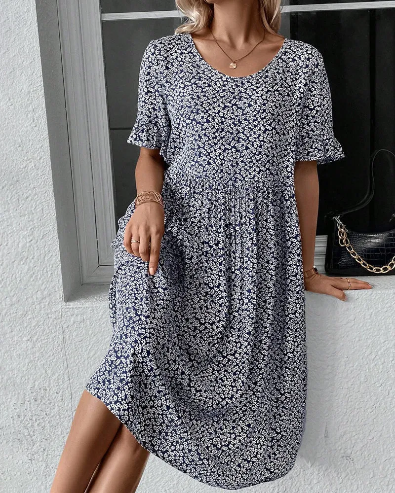 Matilde® | Elegant Round Neck Dress With Floral Print