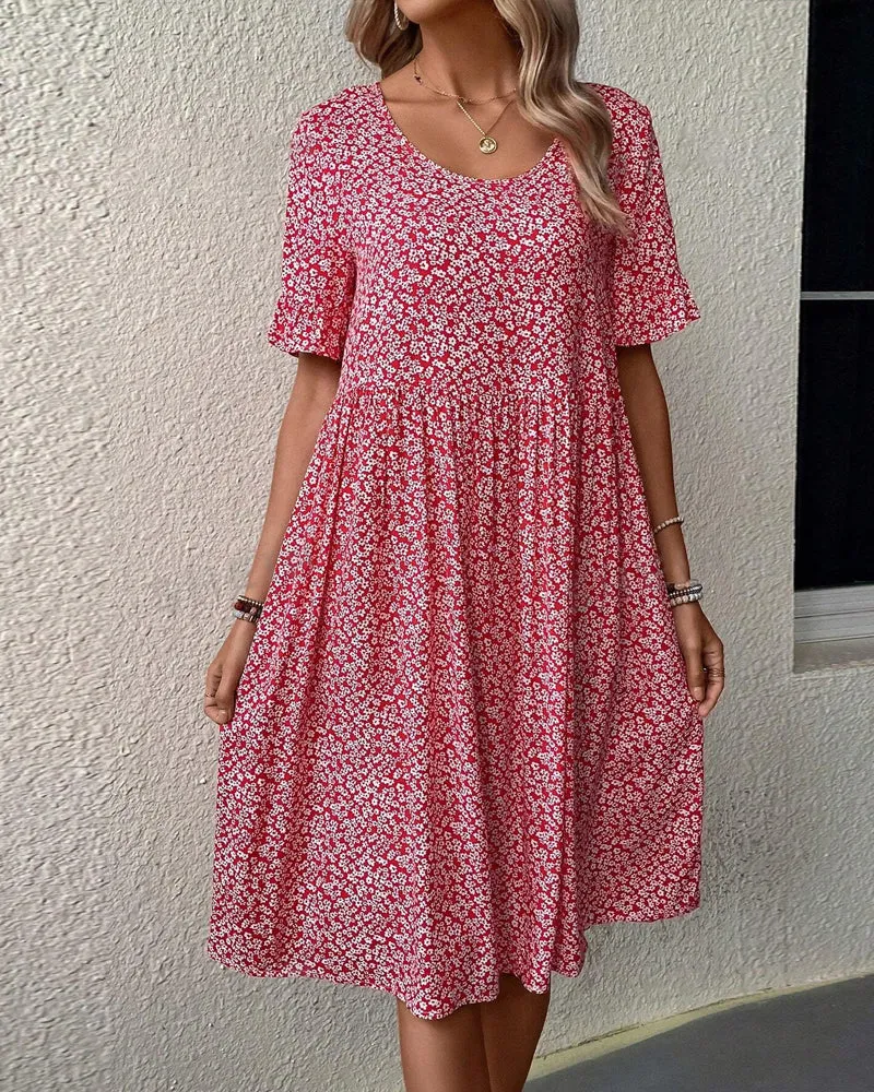 Matilde® | Elegant Round Neck Dress With Floral Print