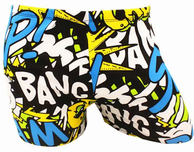 Men Male Elastic Printed Pattern Swim Pool Sport Swimming Bathing Suit Swimwear Boxer Shorts Beach Trunks Briefs Swimsuit Wear